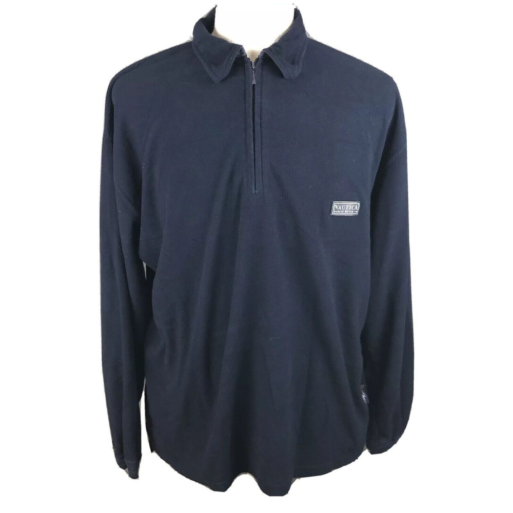 Nautica Marine Denim Company 1/2 Zip Fleece Pullover Jacket Men's XL Yacht Rock